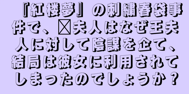 『紅楼夢』の刺繍春袋事件で、邢夫人はなぜ王夫人に対して陰謀を企て、結局は彼女に利用されてしまったのでしょうか？