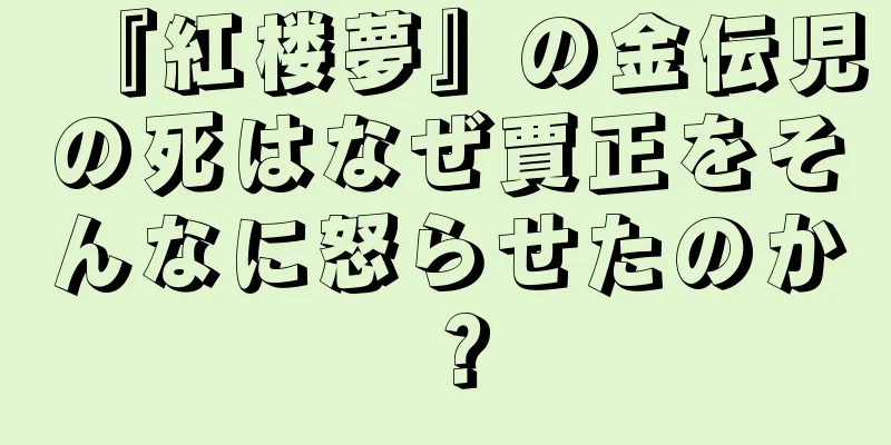 『紅楼夢』の金伝児の死はなぜ賈正をそんなに怒らせたのか？