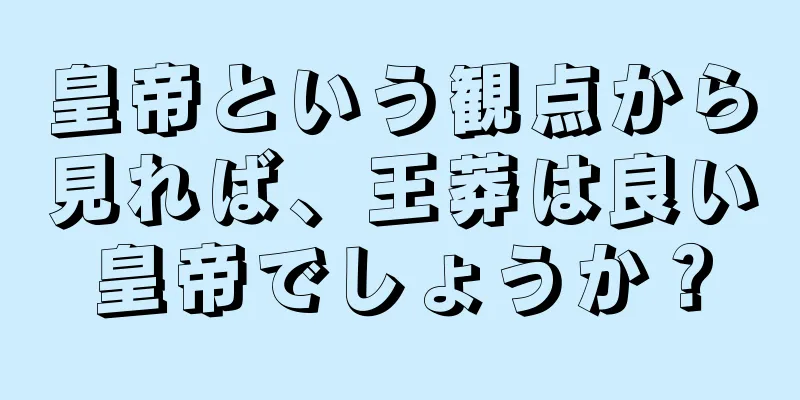 皇帝という観点から見れば、王莽は良い皇帝でしょうか？