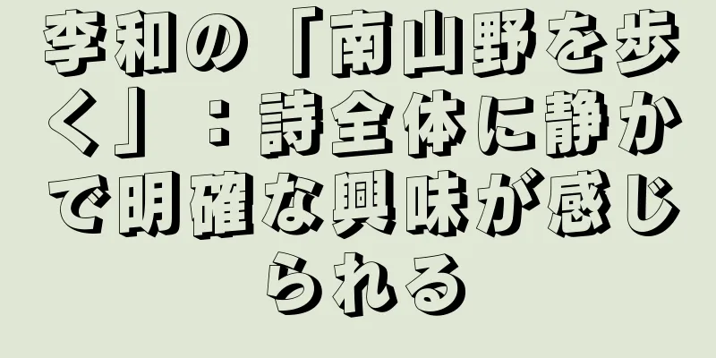 李和の「南山野を歩く」：詩全体に静かで明確な興味が感じられる
