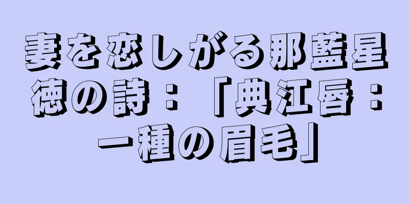 妻を恋しがる那藍星徳の詩：「典江唇：一種の眉毛」
