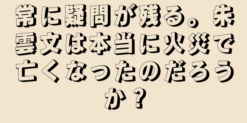 常に疑問が残る。朱雲文は本当に火災で亡くなったのだろうか？