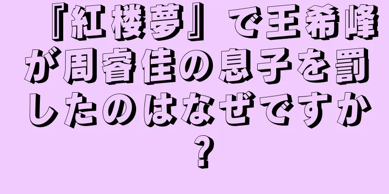 『紅楼夢』で王希峰が周睿佳の息子を罰したのはなぜですか？