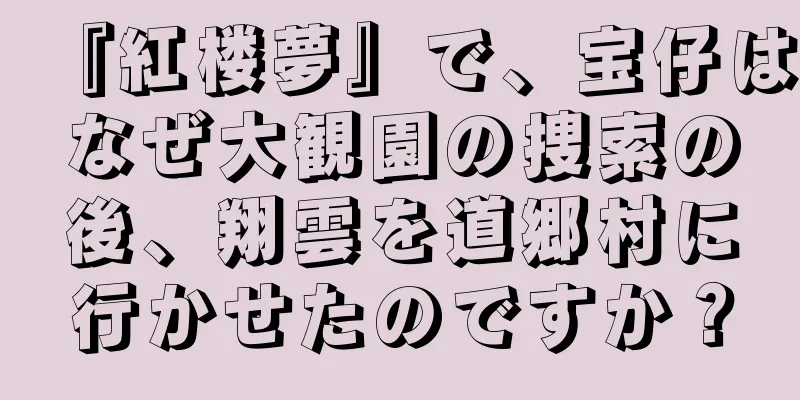 『紅楼夢』で、宝仔はなぜ大観園の捜索の後、翔雲を道郷村に行かせたのですか？