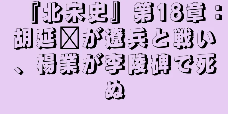 『北宋史』第18章：胡延瓚が遼兵と戦い、楊業が李陵碑で死ぬ
