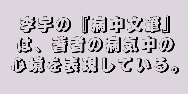 李宇の『病中文筆』は、著者の病気中の心境を表現している。