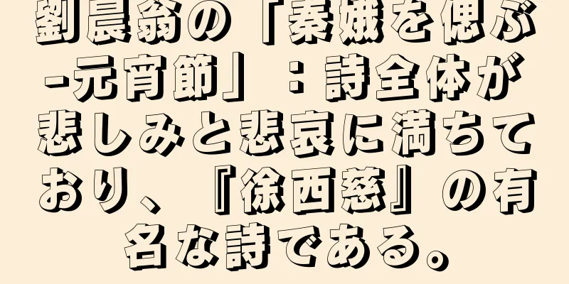 劉晨翁の「秦娥を偲ぶ-元宵節」：詩全体が悲しみと悲哀に満ちており、『徐西慈』の有名な詩である。