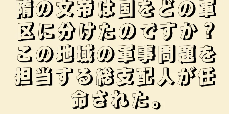 隋の文帝は国をどの軍区に分けたのですか？この地域の軍事問題を担当する総支配人が任命された。