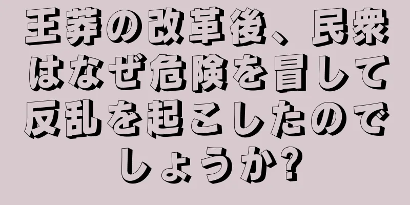 王莽の改革後、民衆はなぜ危険を冒して反乱を起こしたのでしょうか?