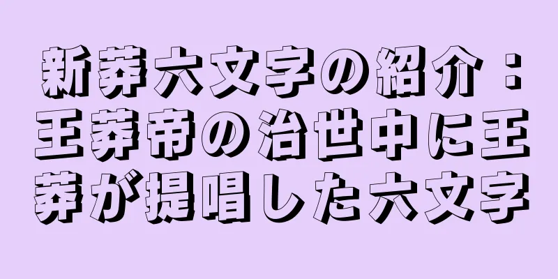 新莽六文字の紹介：王莽帝の治世中に王莽が提唱した六文字