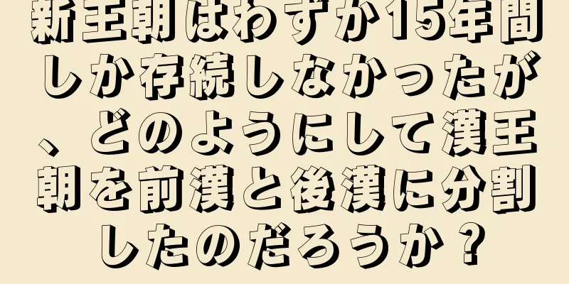 新王朝はわずか15年間しか存続しなかったが、どのようにして漢王朝を前漢と後漢に分割したのだろうか？