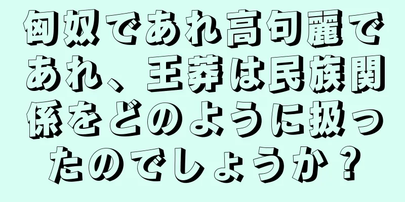 匈奴であれ高句麗であれ、王莽は民族関係をどのように扱ったのでしょうか？