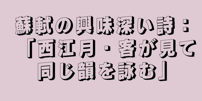 蘇軾の興味深い詩：「西江月・客が見て同じ韻を詠む」