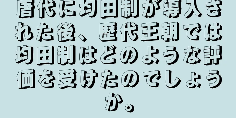 唐代に均田制が導入された後、歴代王朝では均田制はどのような評価を受けたのでしょうか。