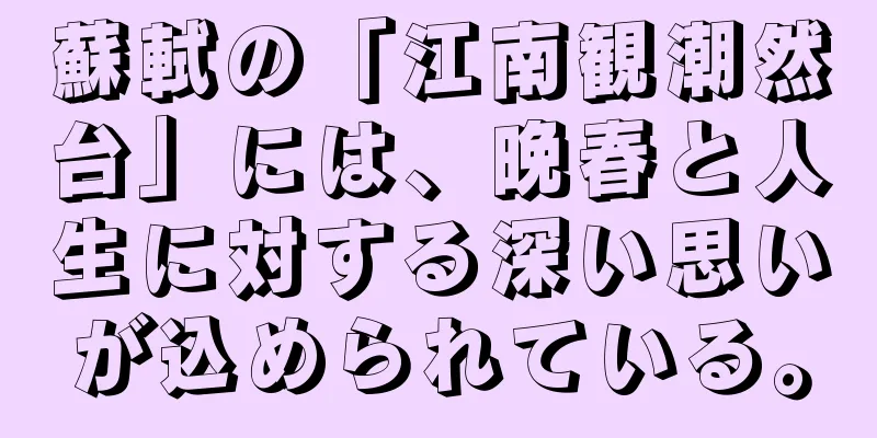 蘇軾の「江南観潮然台」には、晩春と人生に対する深い思いが込められている。