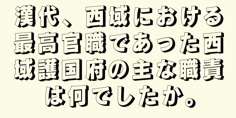 漢代、西域における最高官職であった西域護国府の主な職責は何でしたか。