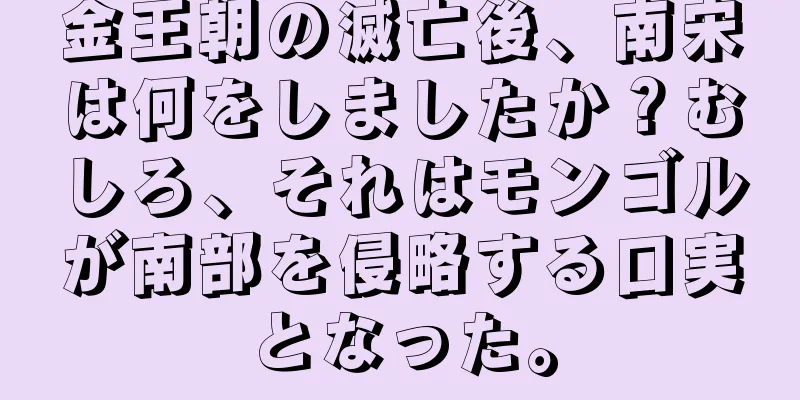 金王朝の滅亡後、南宋は何をしましたか？むしろ、それはモンゴルが南部を侵略する口実となった。