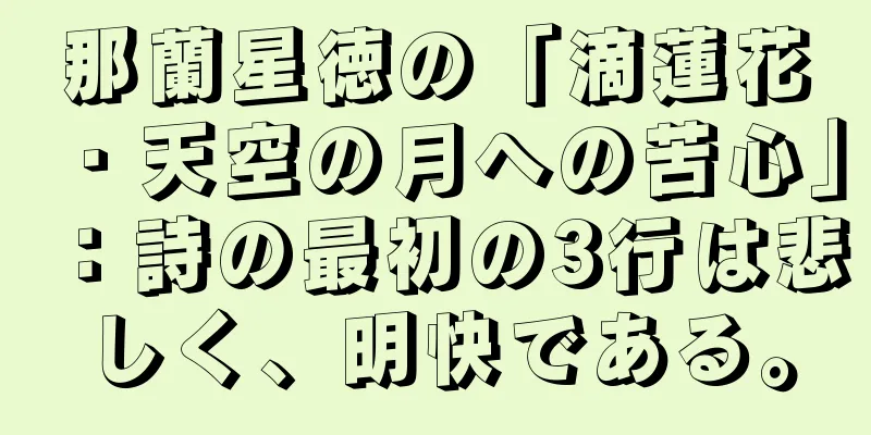 那蘭星徳の「滴蓮花・天空の月への苦心」：詩の最初の3行は悲しく、明快である。