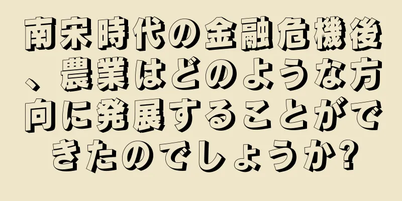 南宋時代の金融危機後、農業はどのような方向に発展することができたのでしょうか?