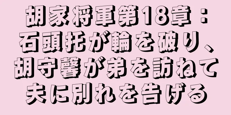 胡家将軍第18章：石頭托が輪を破り、胡守馨が弟を訪ねて夫に別れを告げる