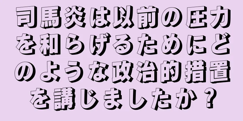 司馬炎は以前の圧力を和らげるためにどのような政治的措置を講じましたか？