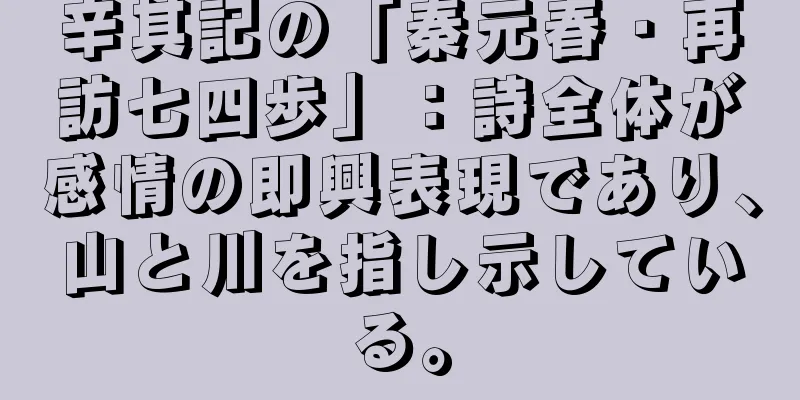 辛其記の「秦元春・再訪七四歩」：詩全体が感情の即興表現であり、山と川を指し示している。