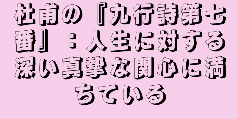 杜甫の『九行詩第七番』：人生に対する深い真摯な関心に満ちている