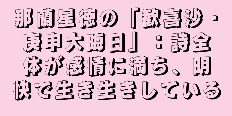 那蘭星徳の「歓喜沙・庚申大晦日」：詩全体が感情に満ち、明快で生き生きしている