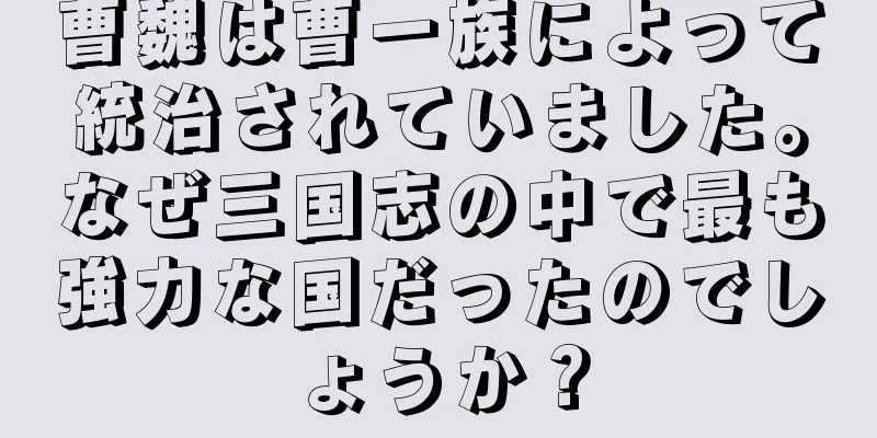 曹魏は曹一族によって統治されていました。なぜ三国志の中で最も強力な国だったのでしょうか？