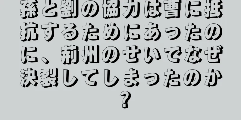 孫と劉の協力は曹に抵抗するためにあったのに、荊州のせいでなぜ決裂してしまったのか？
