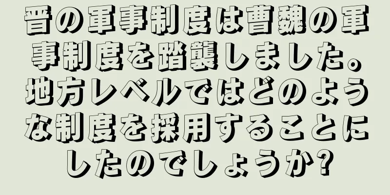 晋の軍事制度は曹魏の軍事制度を踏襲しました。地方レベルではどのような制度を採用することにしたのでしょうか?