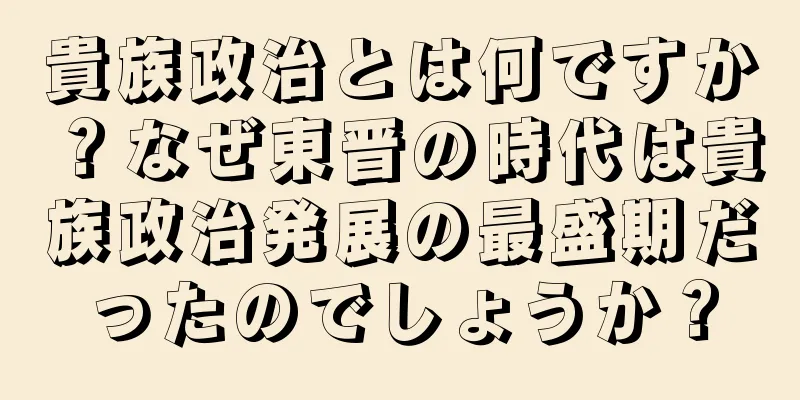 貴族政治とは何ですか？なぜ東晋の時代は貴族政治発展の最盛期だったのでしょうか？