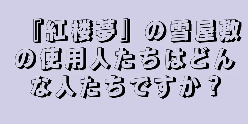『紅楼夢』の雪屋敷の使用人たちはどんな人たちですか？