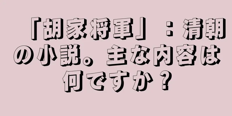 「胡家将軍」：清朝の小説。主な内容は何ですか？