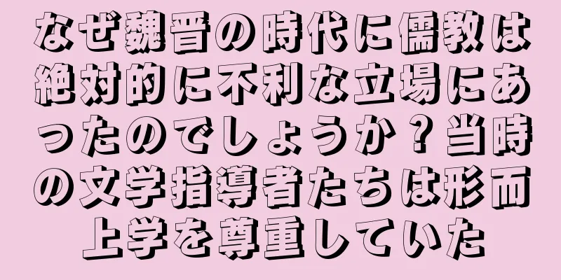 なぜ魏晋の時代に儒教は絶対的に不利な立場にあったのでしょうか？当時の文学指導者たちは形而上学を尊重していた