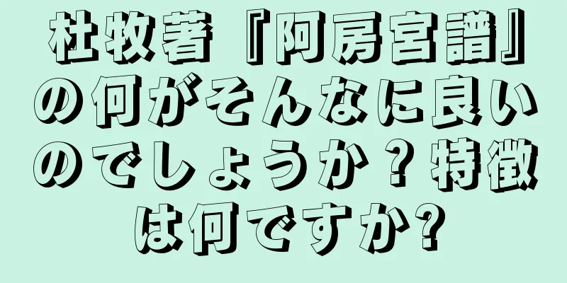 杜牧著『阿房宮譜』の何がそんなに良いのでしょうか？特徴は何ですか?