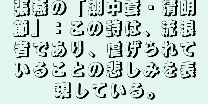 張燕の「潮中套・清明節」：この詩は、流浪者であり、虐げられていることの悲しみを表現している。