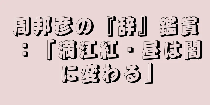 周邦彦の『辞』鑑賞：「満江紅・昼は闇に変わる」