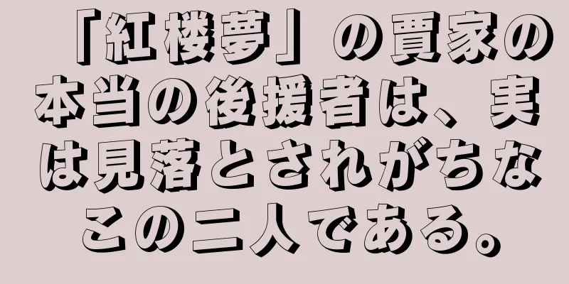 「紅楼夢」の賈家の本当の後援者は、実は見落とされがちなこの二人である。