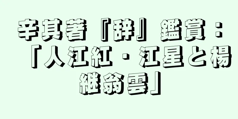 辛其著『辞』鑑賞：「人江紅・江星と楊継翁雲」