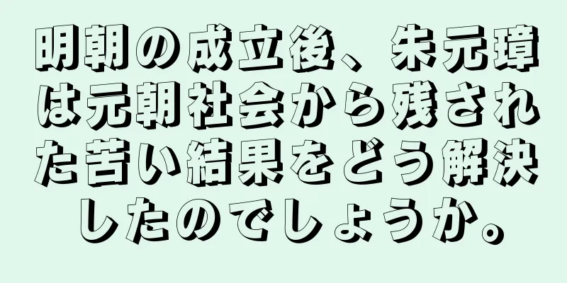 明朝の成立後、朱元璋は元朝社会から残された苦い結果をどう解決したのでしょうか。