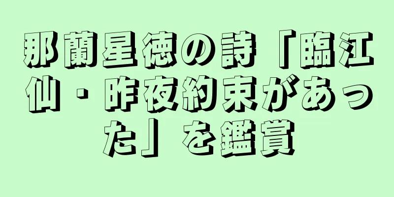 那蘭星徳の詩「臨江仙・昨夜約束があった」を鑑賞
