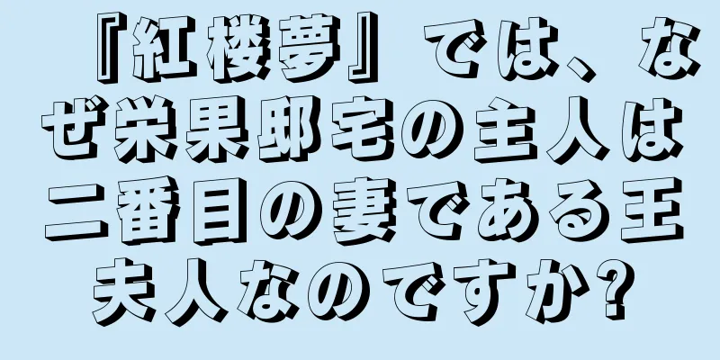 『紅楼夢』では、なぜ栄果邸宅の主人は二番目の妻である王夫人なのですか?