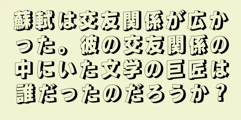 蘇軾は交友関係が広かった。彼の交友関係の中にいた文学の巨匠は誰だったのだろうか？