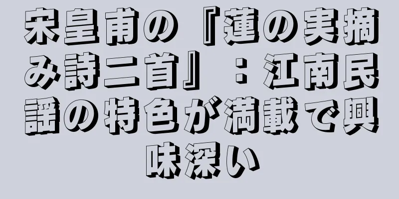 宋皇甫の『蓮の実摘み詩二首』：江南民謡の特色が満載で興味深い