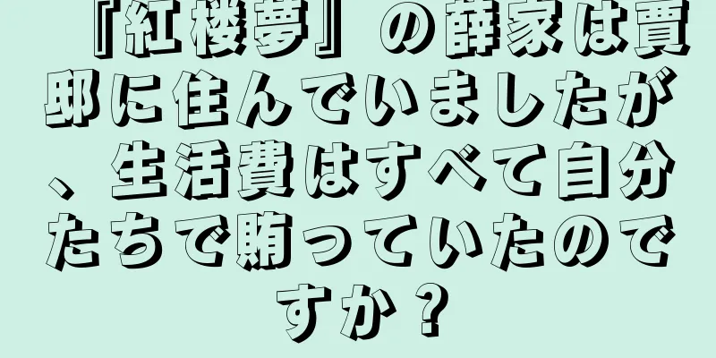 『紅楼夢』の薛家は賈邸に住んでいましたが、生活費はすべて自分たちで賄っていたのですか？
