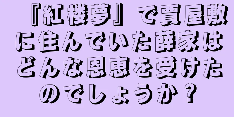 『紅楼夢』で賈屋敷に住んでいた薛家はどんな恩恵を受けたのでしょうか？