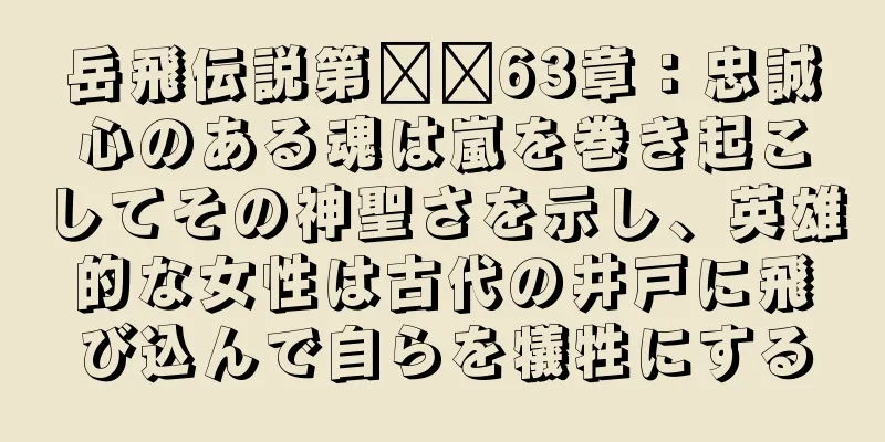 岳飛伝説第​​63章：忠誠心のある魂は嵐を巻き起こしてその神聖さを示し、英雄的な女性は古代の井戸に飛び込んで自らを犠牲にする