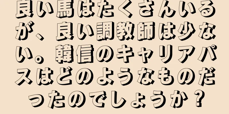 良い馬はたくさんいるが、良い調教師は少ない。韓信のキャリアパスはどのようなものだったのでしょうか？