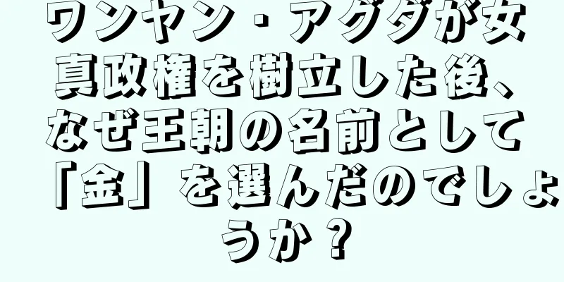 ワンヤン・アグダが女真政権を樹立した後、なぜ王朝の名前として「金」を選んだのでしょうか？